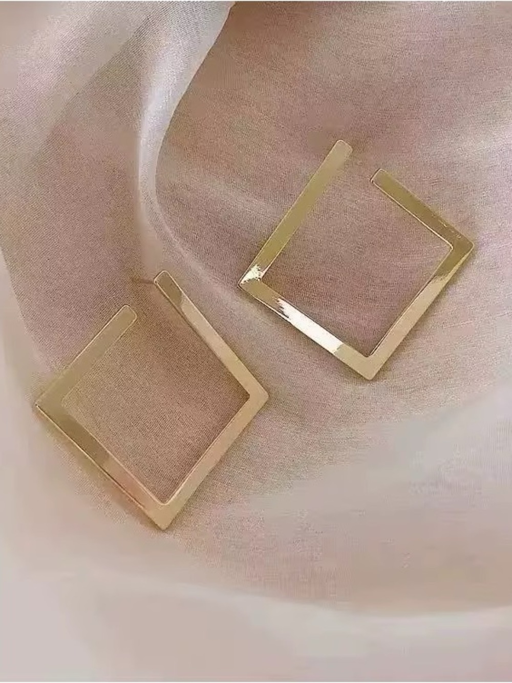Hollow Square Matte Satin Earrings | Lightweight Statement Diamond Shape